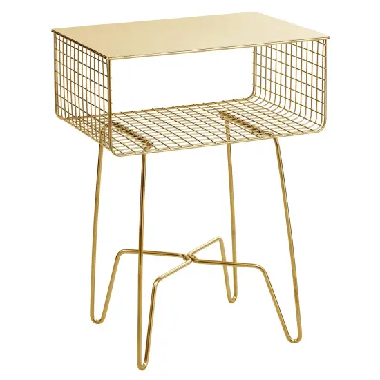 mDesign Steel Side/End Table Nightstand with Storage Shelf Basket {3}