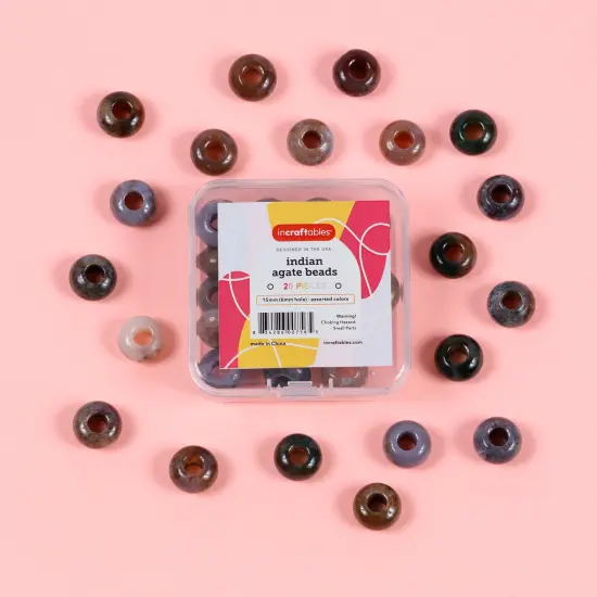 Incraftables 12mm Indian Agate Beads for Jewelry Making (20pcs). Best Natural Stone Beads for Jewelry Making (6mm Hole Size). Gemstone Beads for Bracelet Making for Kids & Adults with Organizer {2}