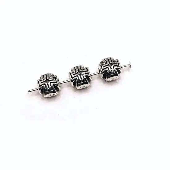 4, 20 or 50 Pieces: Silver Iron Cross Spacer Charm Beads - Double Sided {1}