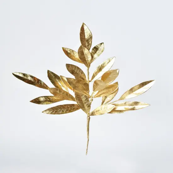 19" Faux Gold Bay leaf Stem {6}