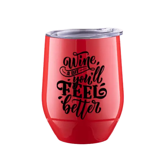 12oz Stainless Stemless Wine Cup with Lid (Red) {2}
