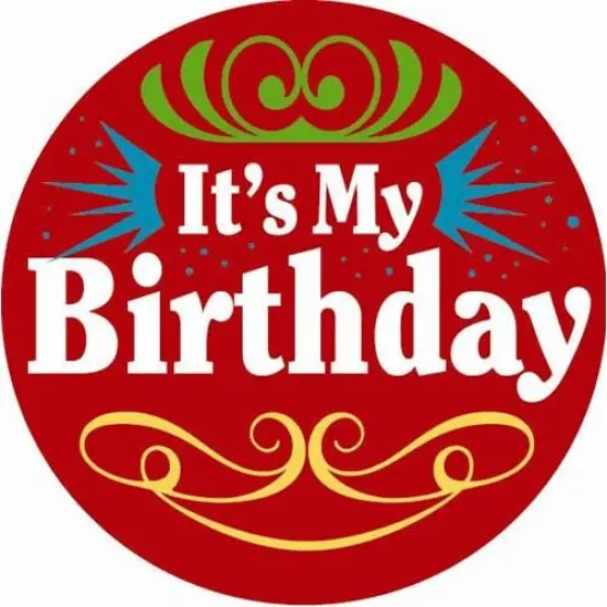 Red It's My Birthday Satin Button (Pack of 6) {1}