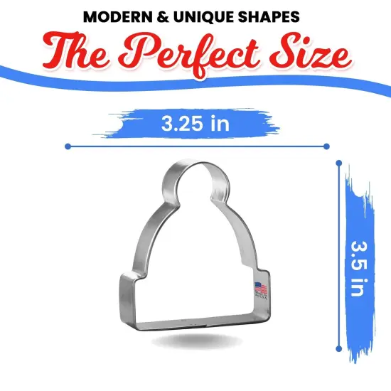 Beanie Hat / Stocking Cap 3.5 in, CookieCutter.com, Tin Plated Steel, Handmade in the USA {2}