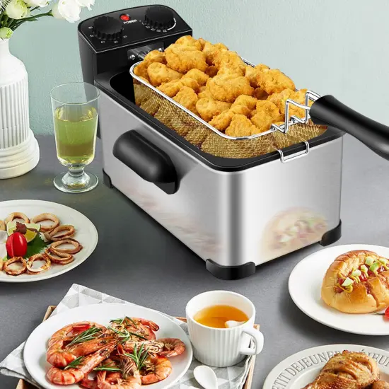 Costway Electric Deep Fryer 3.2 QT/12-Cup Stainless Steel 1700W with Frying Basket {2}