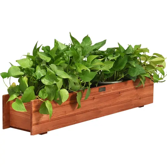 Costway 28/36/40 Inch Wooden Flower Planter Box Garden Yard Decorative Window Box Rectangular {8}