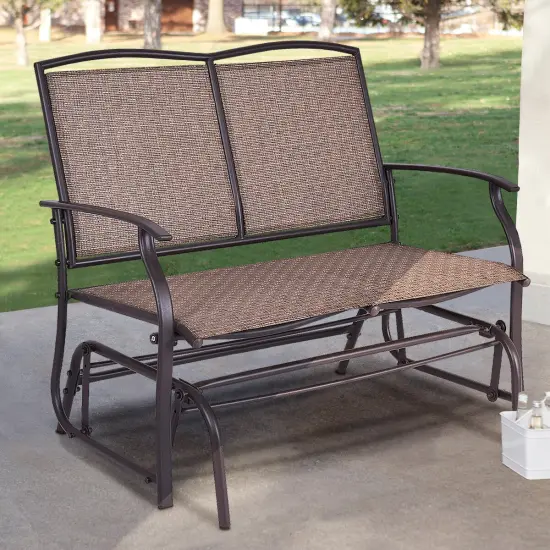 Costway Patio Glider Outdoor Rocking Bench Double 2 Person Chair Loveseat Armchair Backyard {1}