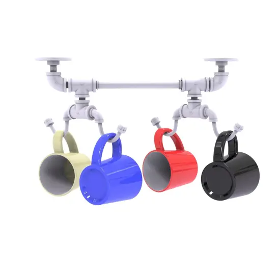 Pipeline Collection Under Cabinet 4 Coffee Mug Rack - Matte White {1}