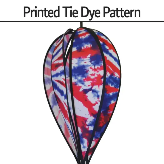 In the Breeze 0981 - Red, White and Blue Tie Dye Hot Air Balloon Spinner - Outdoor Hanging Decoration {3}