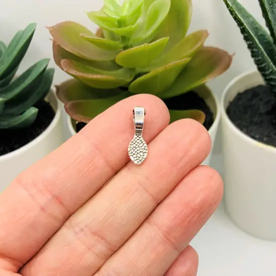 4, 20 or 50 Pieces: Silver Glue-On Leaf Jewelry Bails {3}