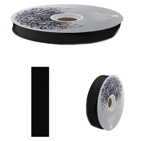 Acetate/Lustre Ribbon 7/8″ – Homecoming Mum Braiding Ribbon Black {1}