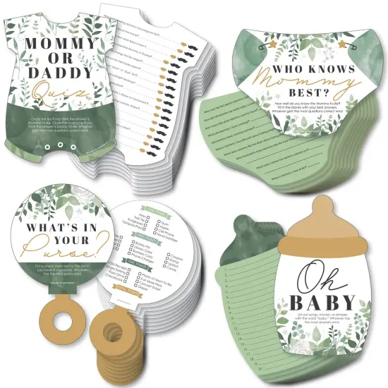 Big Dot of Happiness Boho Botanical Baby - 4 Greenery Baby Shower Games - 10 Cards Each - Gamerific Bundle {1}
