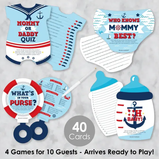 Big Dot of Happiness Ahoy It's a Boy - 4 Baby Shower Games - 10 Cards Each - Gamerific Bundle {3}