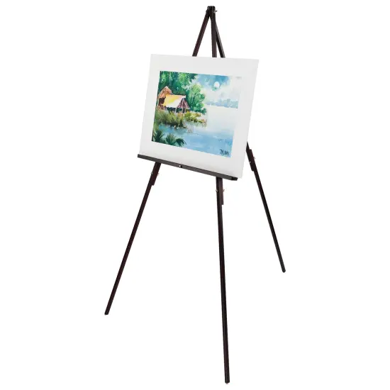 Creative Mark Thrifty 66&rdquo; Inch Tall Wood Tripod Sign & Display Floor Easel &ndash; Foldable, Adjustable Tray Chain {7}