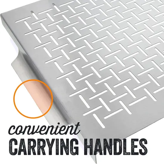 Yukon Glory Premium Grill Topper Tray Grilling Pan Stainless Steel Great for BBQ Fish Veggies {2}