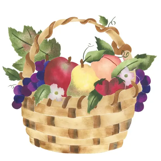 Fruit Basket Wall Stencil | 2830 by Designer Stencils | Reusable Art Craft Stencils for Painting on Walls, Canvas, Wood | Reusable Plastic Paint Stencil for Home Makeover | Easy to Use & Clean Art Stencil {1}