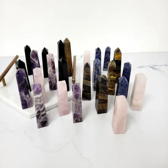 Hand Polished Crystal Tower Point Obelisk - 4 Sided OBSIDIAN {3}