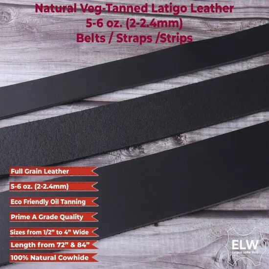 Black 5/6 oz. (2mm) Tooling Leather Belt/Strip/Straps 1/2"-4" Wide, 68-72 Length, Natural Cowhide Leathercraft Projects {5}