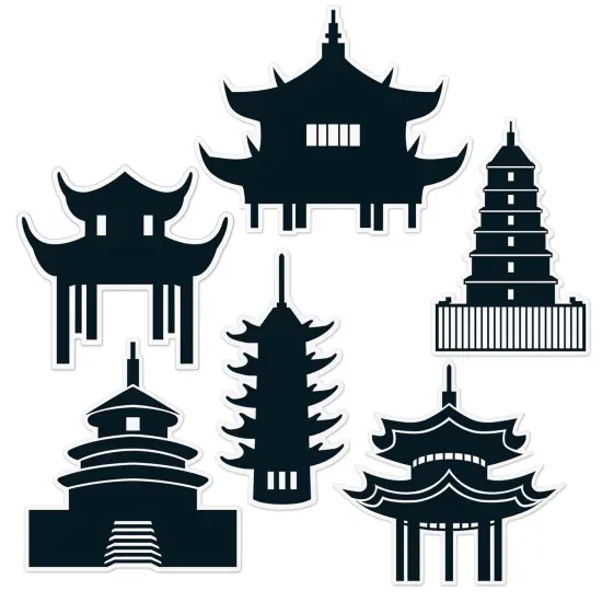 Pagoda Silhouettes, (Pack of 12) {1}