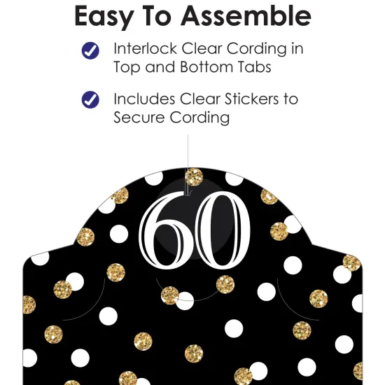 Big Dot of Happiness Adult 60th Birthday - Gold - Birthday Party Vertical Photo Garland 35 Pieces {6}