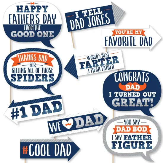 Big Dot of Happiness Funny Happy Father's Day - We Love Dad Party Photo Booth Props Kit - 10 Piece {1}