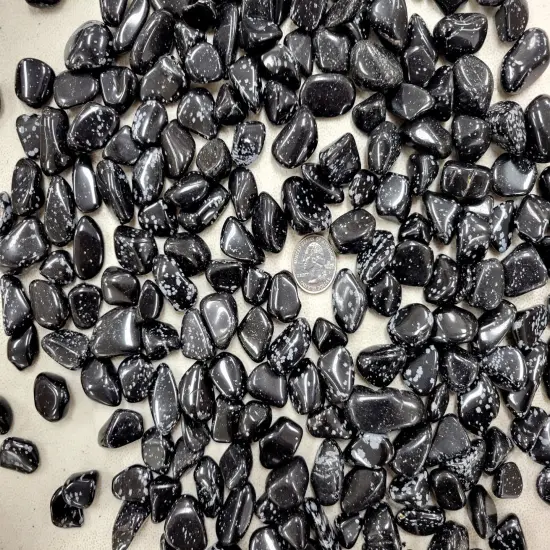 Tumbled Snowflake Obsidian Crystal Stones Bulk - Size Small 1/2 inch to 1 inch {3}
