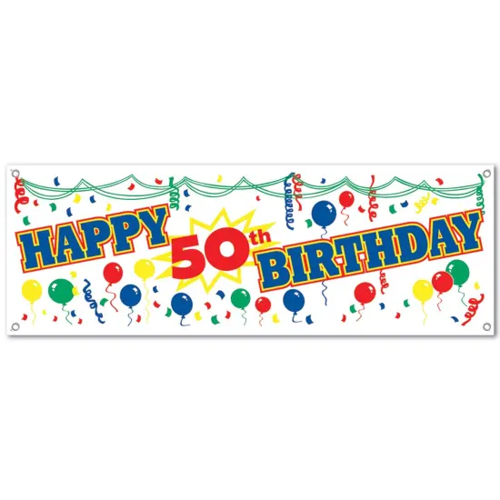 Happy50thBirthday Sign Banner (Pack of 12) {1}
