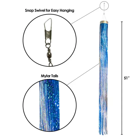 In the Breeze 9063 - Cobalt Blue Mylar Windsock - Holographic Windsock - Decorative and Humane Bird and Pest Deterrent {5}
