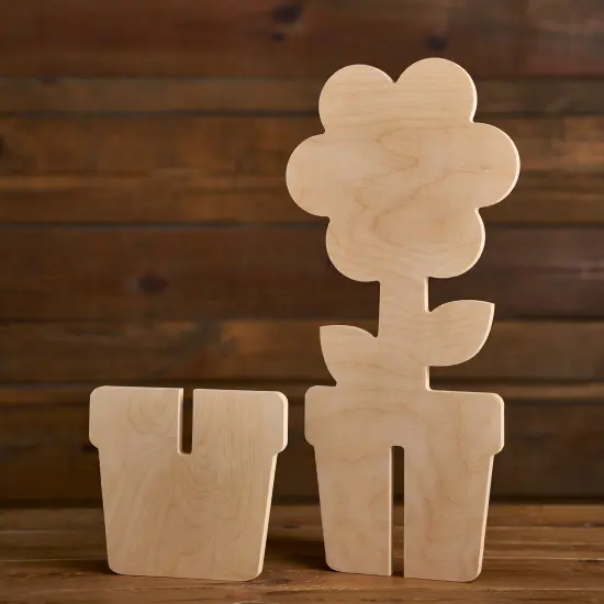18 in. Unfinished Wooden Slotted Standing Flower {2}