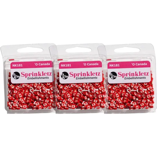 Buttons Galore Sprinkletz DIY Craft Embellishment Polymer Clay Pieces 36 Grams - 3 Packs of O'Canada {1}