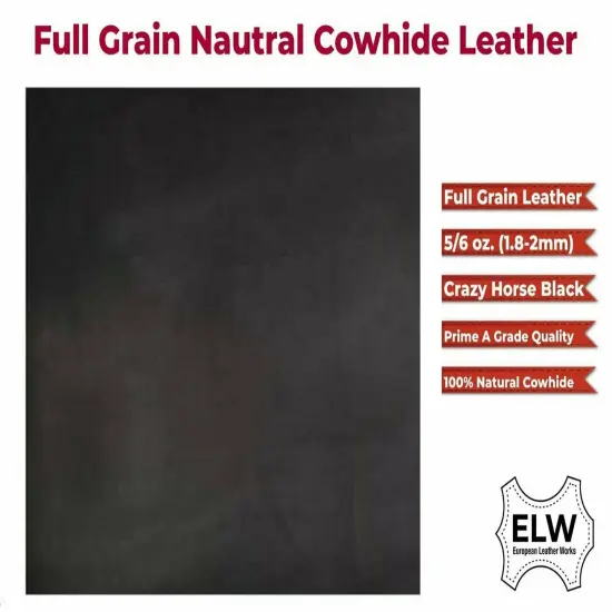 Import Tooling Full Grain 100% Cowhide Leather Piece 24"x24" 2.0mm 5/6oz BLACK {3}