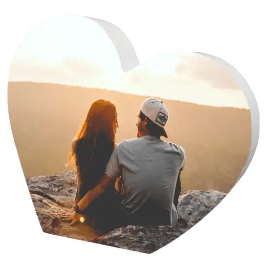 White Coated Wood Heart Block (Sublimation) 5.90" x 5.11" {2}