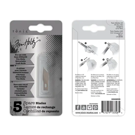 Tim Holtz Retractable Craft Knife Refill Blades 5/Pkg-Wide Point- For 3356E {3}
