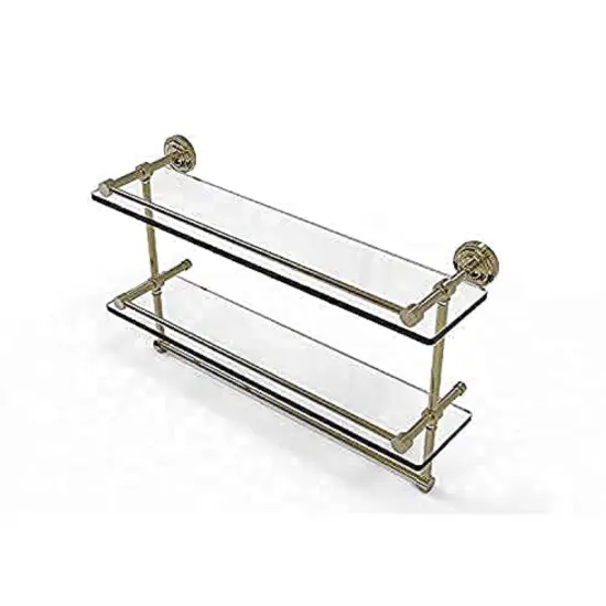Dottingham 22 Inch Gallery Double Glass Shelf With Towel Bar - Dt-2Tb/22-Gal-Unl {1}
