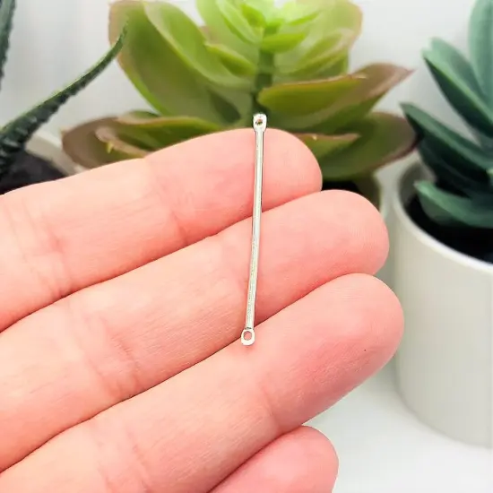 4, 20 or 50 Pieces: Antique Silver 40x2mm Simple Minimalist Bar Connectors {3}
