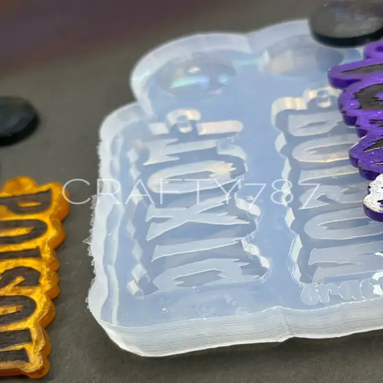 Toxic Poison Dangle Word Earring Silicone Mold(C4) {3}