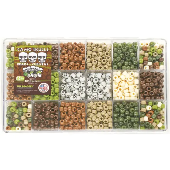 The Beadery Bead Extravaganza Bead Box Kit 21.5oz-Camo & Skulls {1}