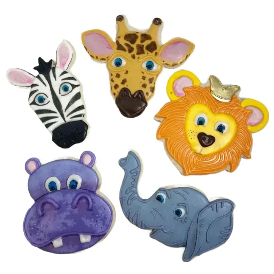 Jungle Safari Animal Faces Cookie Cutter 5 Pc Set, CookieCutter.com, Tin Plated Steel, Handmade in the USA {2}