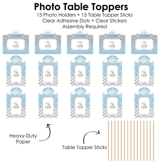 Big Dot of Happiness Winter Wonderland - Snowflake Holiday Party and Winter Wedding Picture Centerpiece Sticks - Photo Table Toppers - 15 Pieces {6}