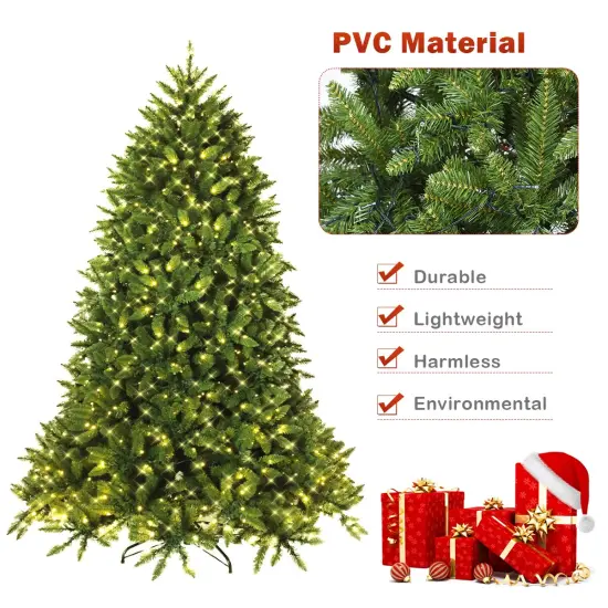 Costway 7.5ft Pre-lit PVC Christmas Fir Tree 8 Flash Mode {6}