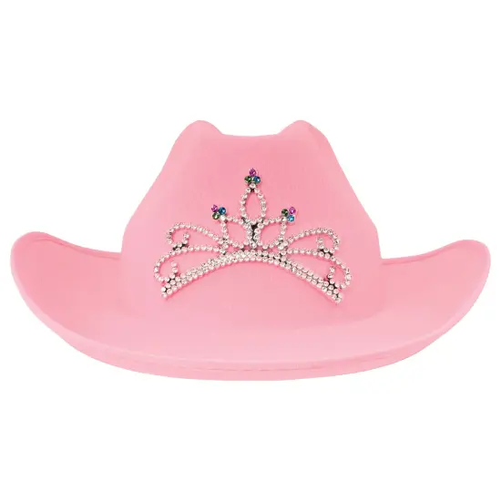 Pink Felt Cowgirl Hat w/Tiara (Pack of 6) {1}