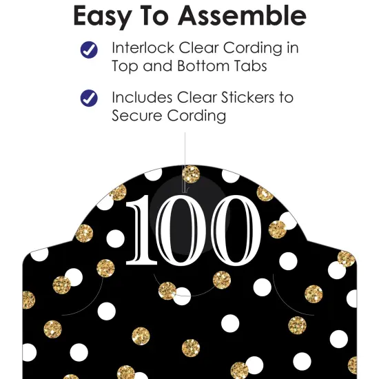 Big Dot of Happiness Adult 100th Birthday - Gold - Birthday Party Vertical Photo Garland 35 Pieces {6}
