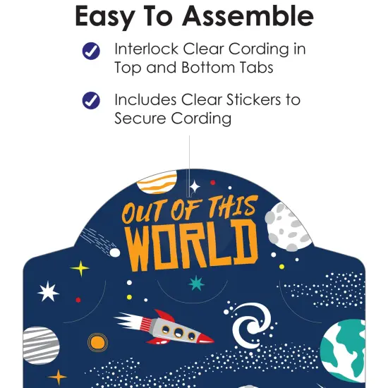 Big Dot of Happiness Blast Off to Outer Space - Rocket Ship Baby Shower or Birthday Party Vertical Photo Garland 35 Pieces {6}