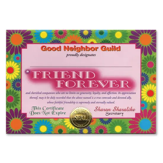 Friend Forever Certificate (Pack of 6) {1}