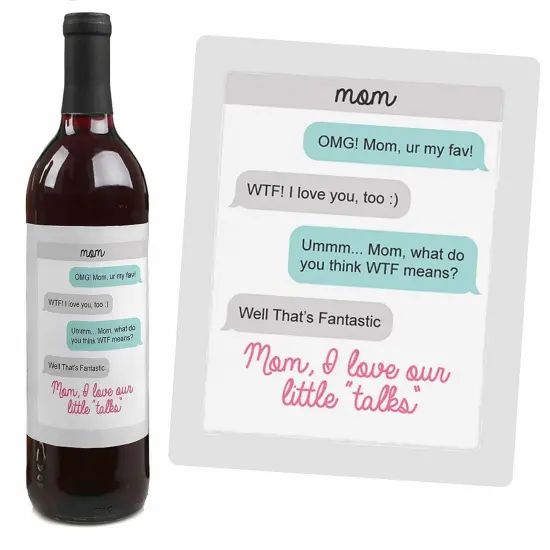 Big Dot of Happiness Mom, I Must Confess - Gift For Women - Wine Bottle Label Stickers - Set of 4 {4}