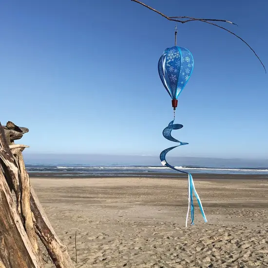 In the Breeze 0989 - Snowflakes Hot Air Balloon - 6 Panel Spinning Balloon - Outdoor Winter Hanging Decoration {4}