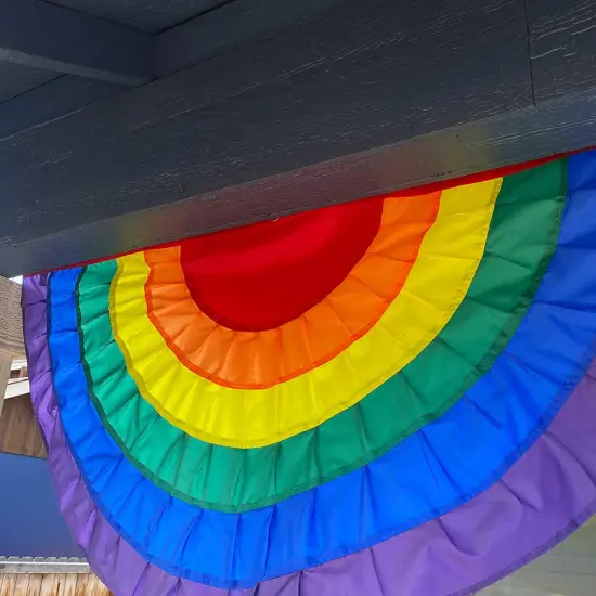 In the Breeze 3706 - Rainbow Ruffle Bunting - Outdoor Rainbow Decoration {2}