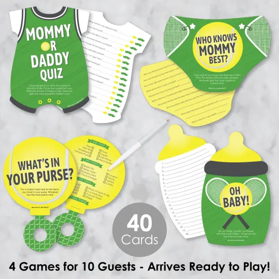 Big Dot of Happiness You Got Served - Tennis - 4 Baby Shower or Tennis Ball Party Games - 10 Cards Each - Gamerific Bundle {3}