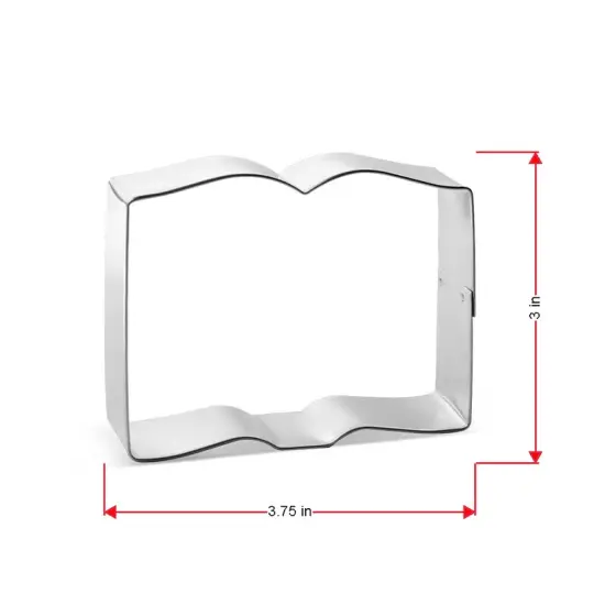 Open School Book Cookie Cutter 3.75 in, CookieCutter.com, Tin Plated Steel, Handmade in the USA {2}