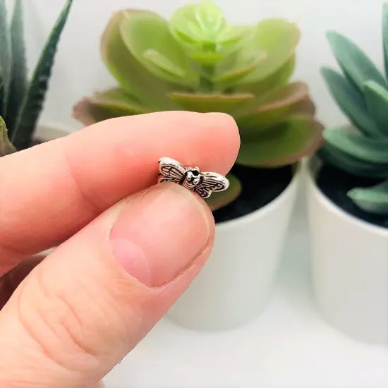 4, 20 or 50 Pieces: Antique Silver Butterfly Spacer Beads, 8x10mm - Double Sided {4}