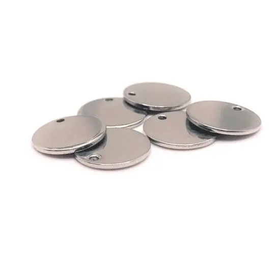 4, 20 or 50 Pieces: 13 mm Silver Stainless Steel Stamping Tag Blanks {1}